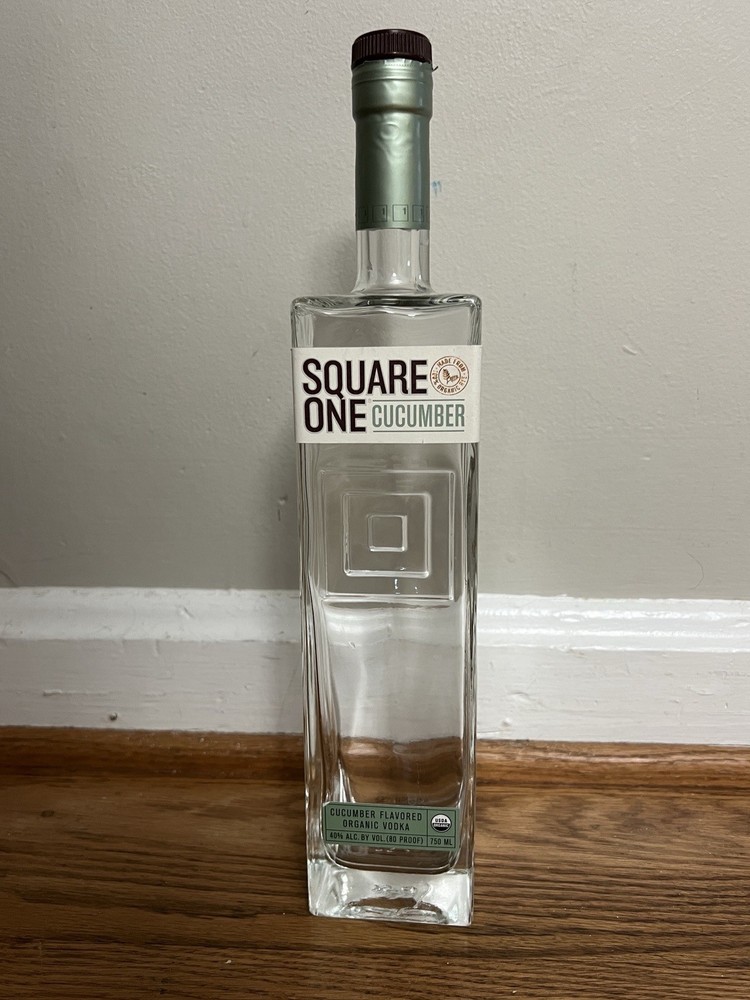 Square One Cucumber Vodka 750 ml Empty Bottle – Tall Rectangular Glass