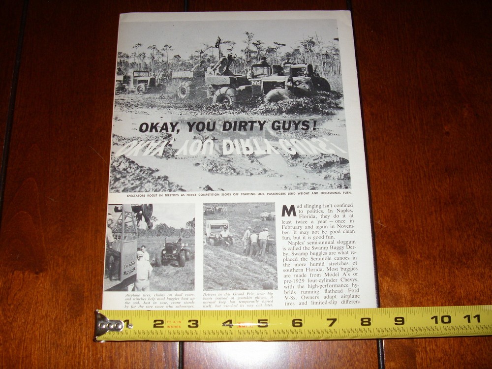 1963 NAPLES FLORIDA SWAMP BUGGY RACE EVERGLADES - ORIGINAL ARTICLE