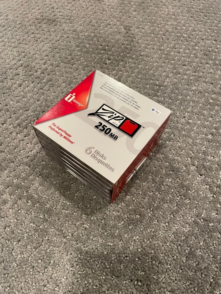 Iomega Zip Disks 250mb Mac/PC 6-Pack NOS