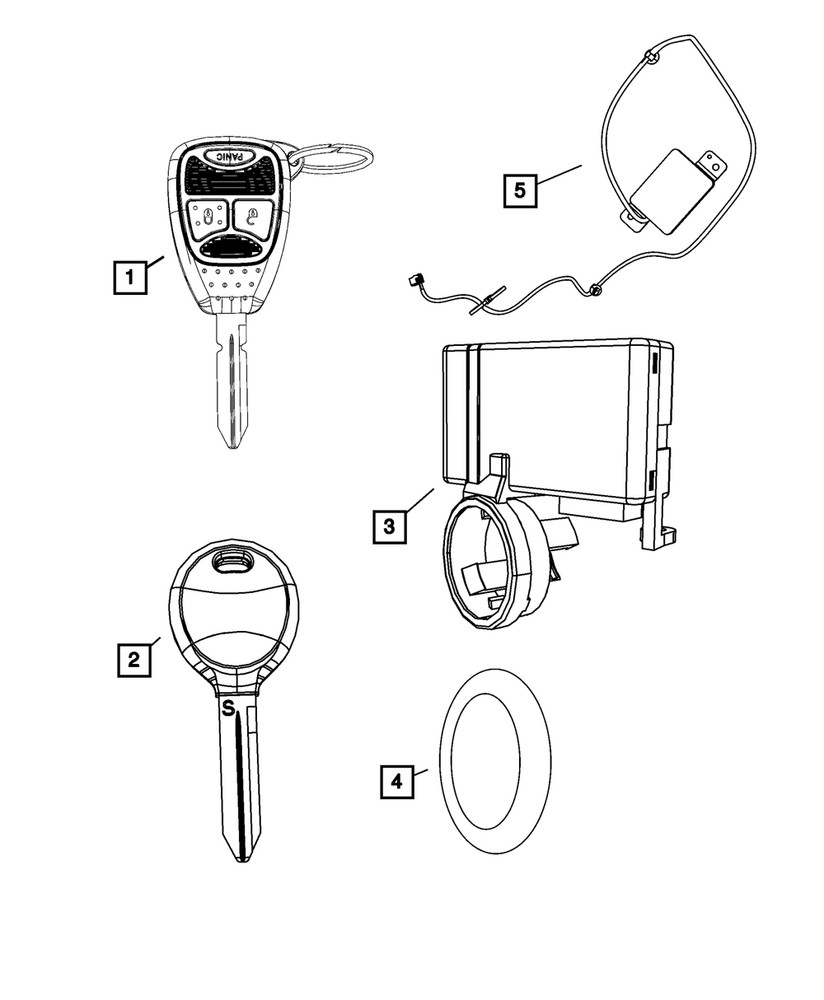 Genuine Mopar Blank With Transmitter Key 68001702AE