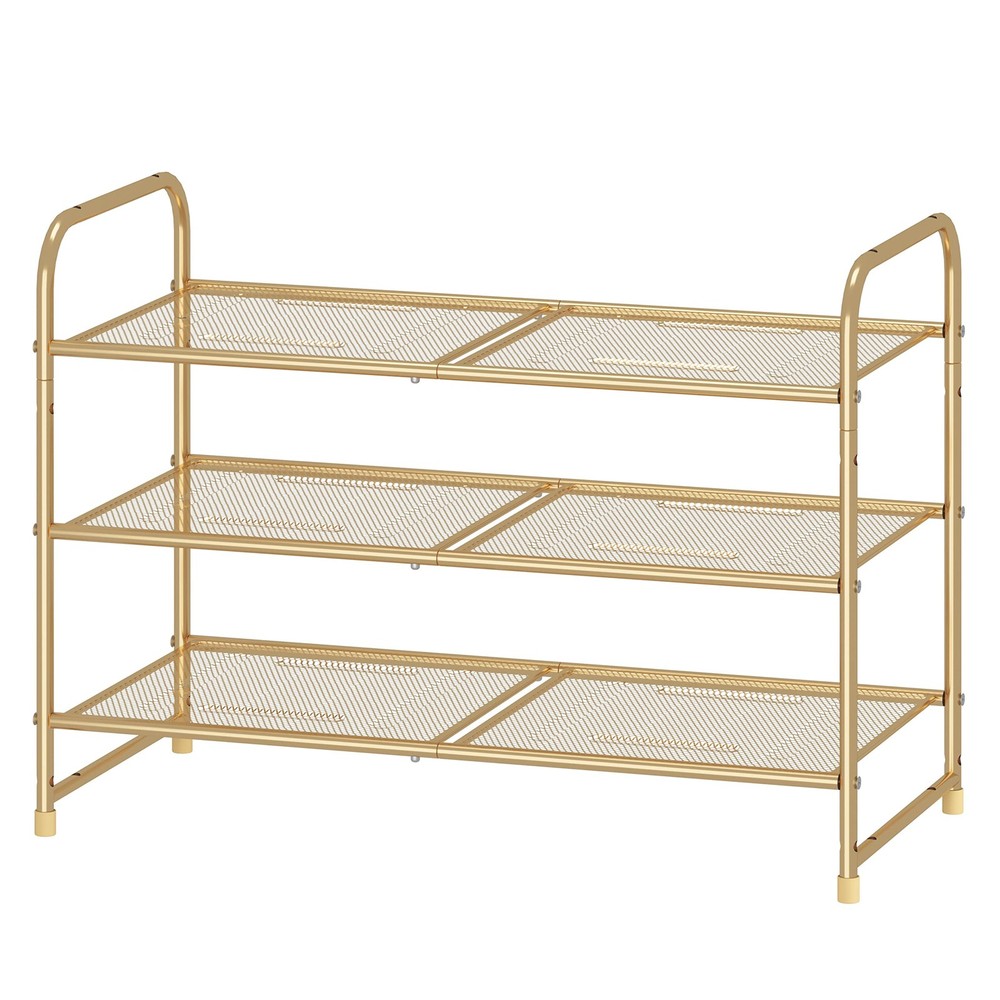 Simple Trending 3-Tier Stackable Shoe Rack, Expandable & Adjustable Shoe Shel...