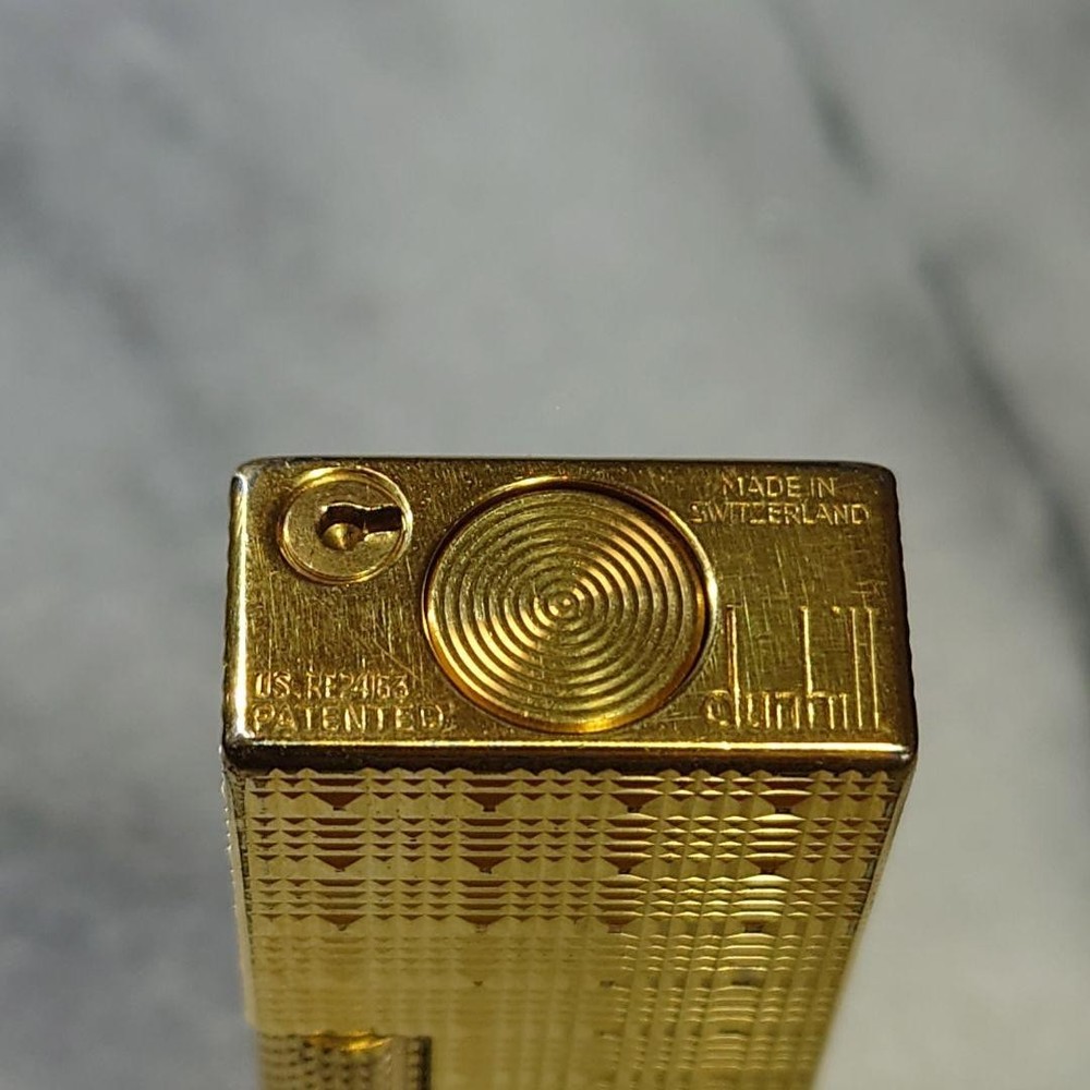 Vintage Dunhill Rolla gas lighter Gold lattice pattern working condition