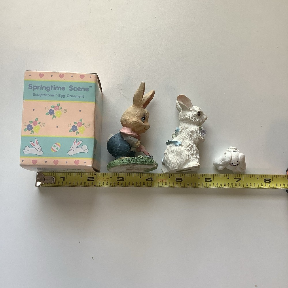 4 Decorative Easter Bunnies One Bunny Egg By Russ Three Bunny Figurines