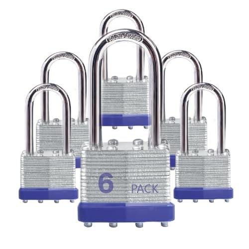 Lock Outdoor Padlocks, Key Lock, Padlocks with Same Key - Laminated 6 Pack Blue