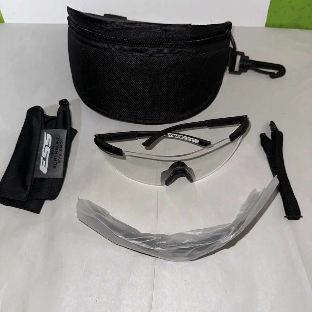 ESS ICE Eyeshield Ballistic Shooting Sunglasses Bendable Black Frame