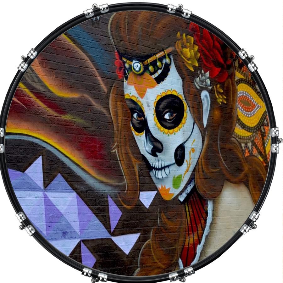 Custom 22" Kick Bass Drum Head Graphical Image Front Skin Graffiti 14