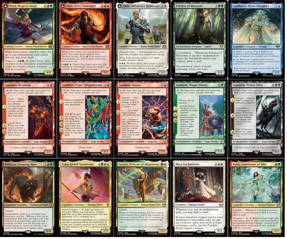 Final Fantasy Magic The Gathering Commander Deck - Summons Enchantments - 5 Colo