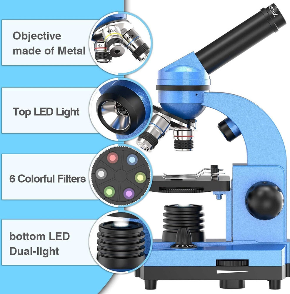 Microscope for Kids Beginners Children Student, 40X- 1000X Compound Microscopes