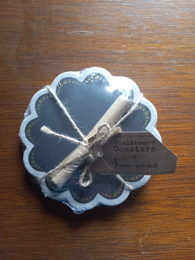 Chalkboard Coasters 4 Count With Chalk