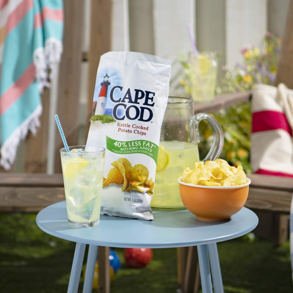 Cape Cod Potato Chips, Less Fat Original Kettle Cooked Chips, 8 Ounce