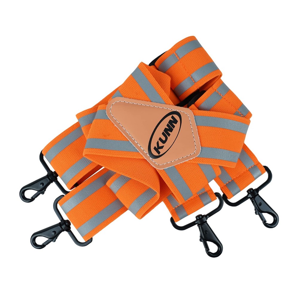 Men Reflective Work Suspenders 2" Elastic High Visibility Tool Belt Snap Hooks