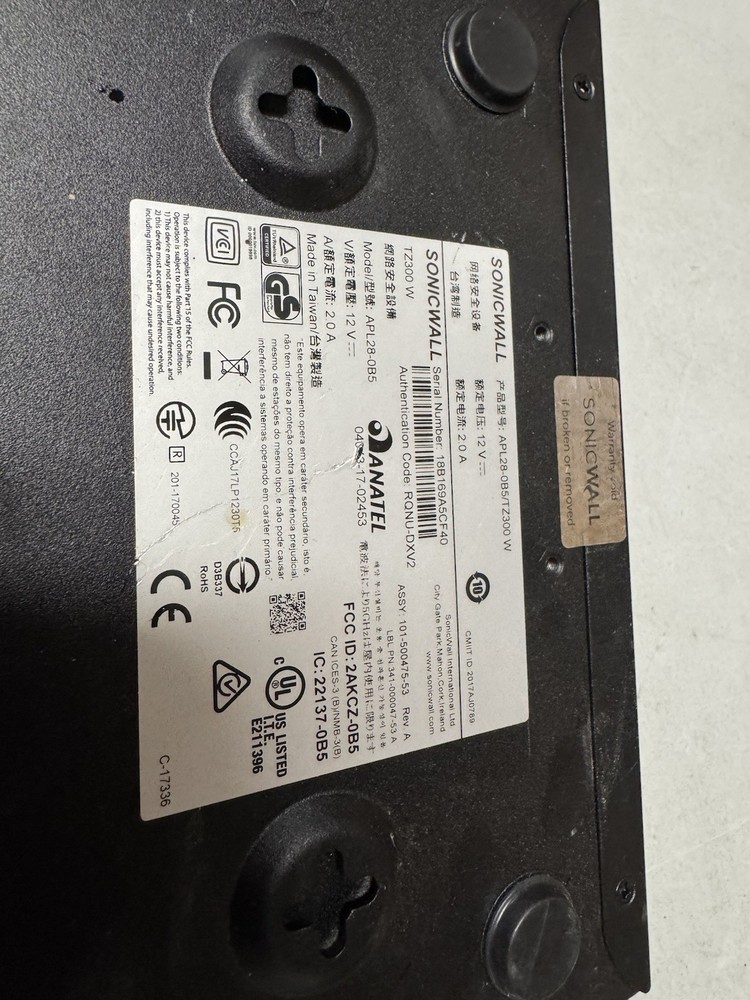SonicWall TZ300 W Firewall Security Appliance | Powers On | Untested