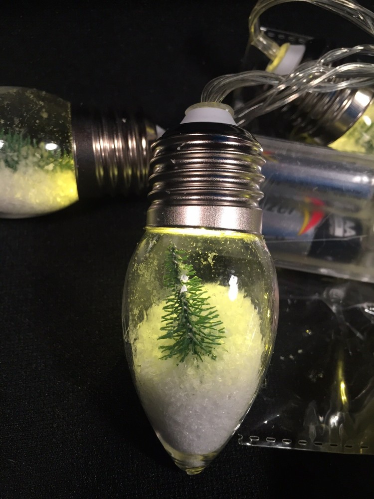 LED Snow Globe Bulb Christmas Tree String Lights Set battery operated NEW