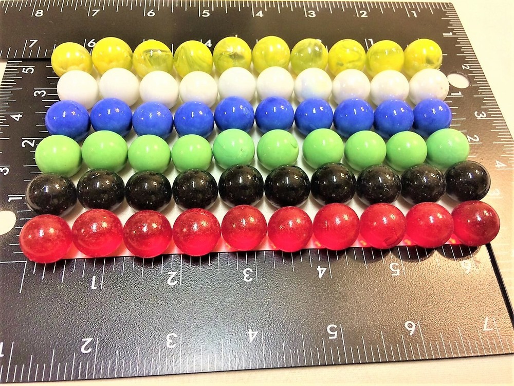Glass Marbles 60 Opaque Solid 16mm 5/8" Replacement Board Games Chinese Checkers