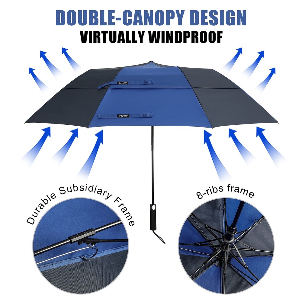 G4Free 62 Inch Automatic Open Golf Umbrella Extra Large Oversize Double Black