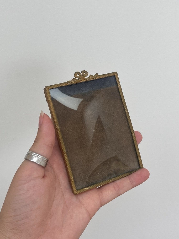 Antique Ormolu Convex Glass Photo Frame