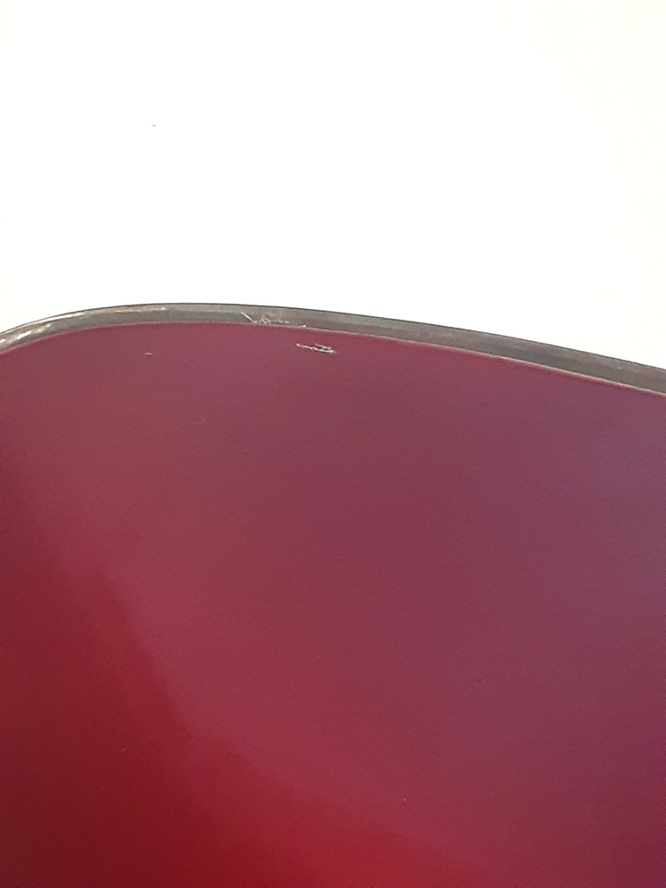 MCM Vintage Reed & Barton 251 Triangular Bowl Cranberry Enamel Silverplate 1970s