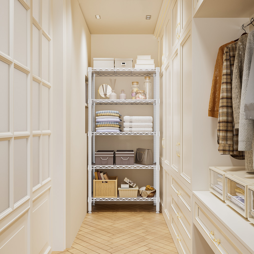 5 Tier Wire Shelving Baker Pantry Kitchen Storage Shelves Rack 12"*30"*60" White