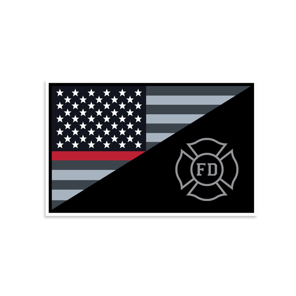US Flag Fire Department Sticker