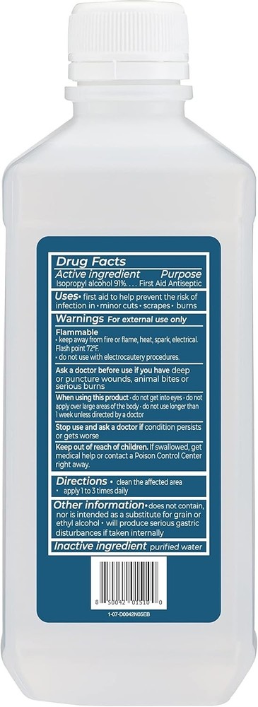 Multipurpose 91% Isopropyl Rubbing Alcohol 16 oz - Essential First Aid Solution