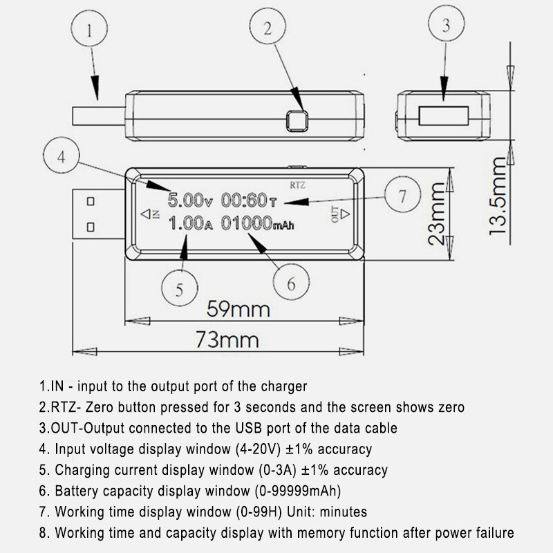 Current 4-20v Check Performance Usb Cable Tester Kws-V21 Fast Charging