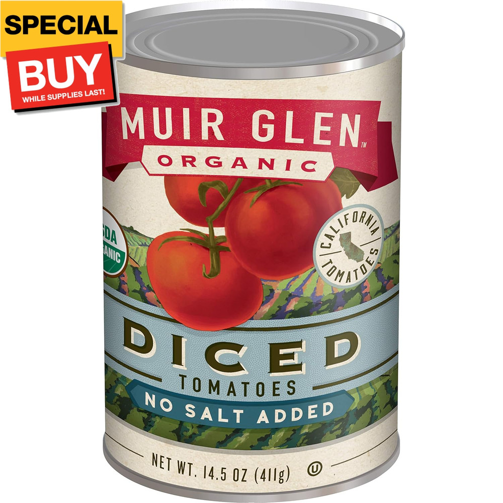 Organic Diced Tomatoes, No Salt, 14.5 Oz