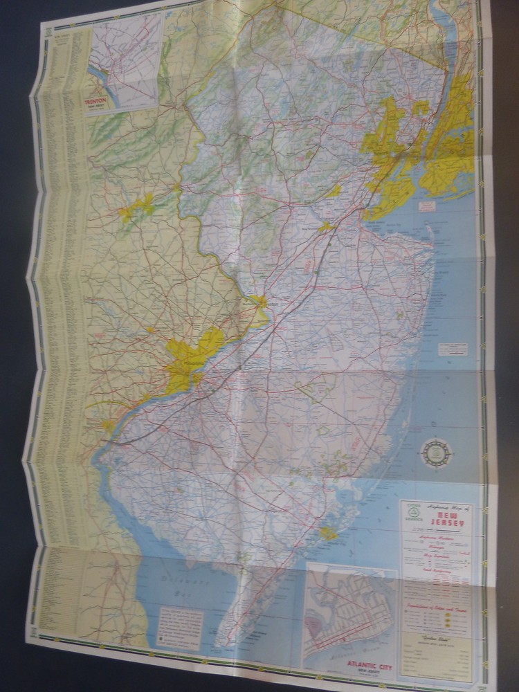 1954 New Jersey road map Cities Service gas