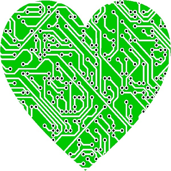 30 Custom Green Circuit Board Heart Personalized Address Labels