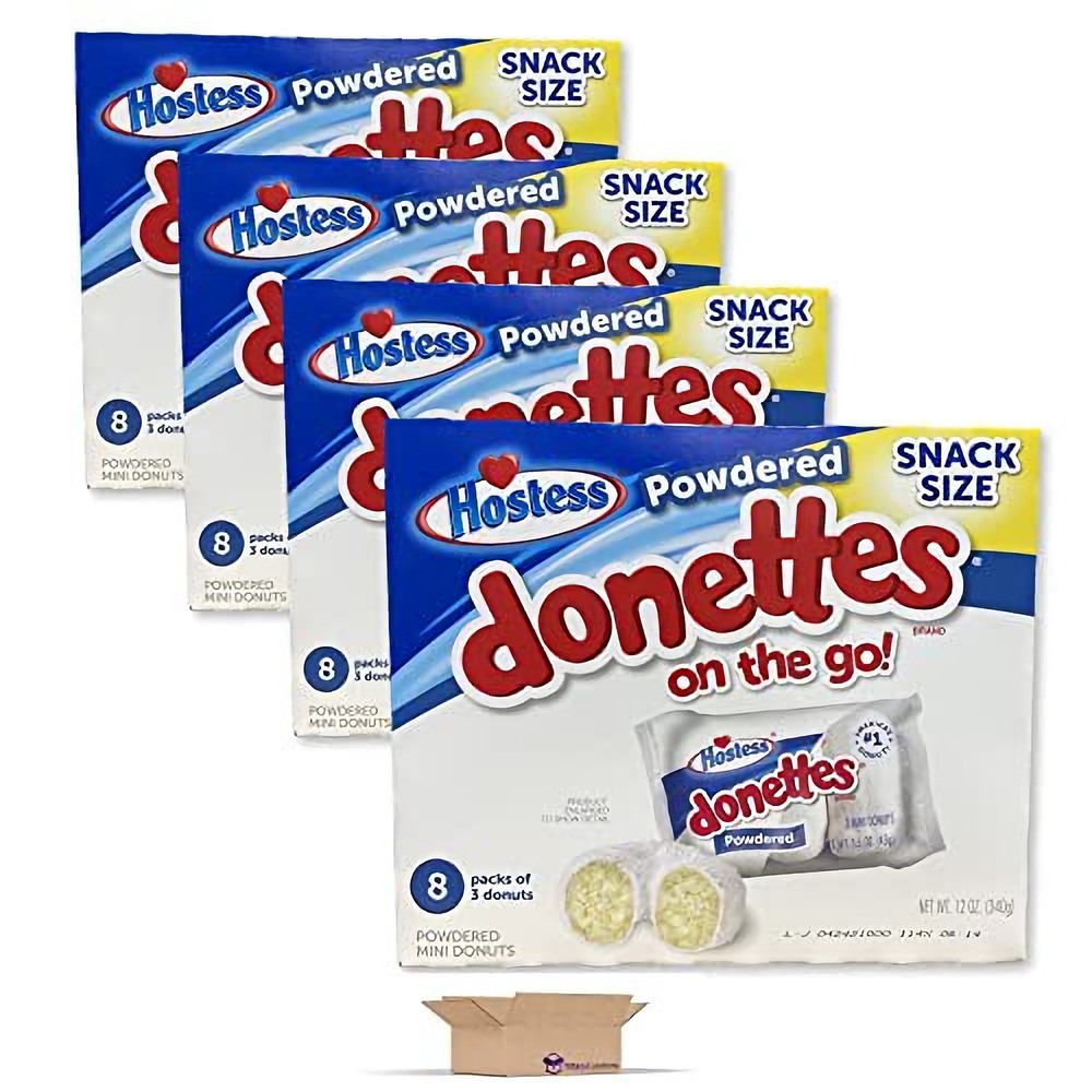 Hostess Powdered Donettes Bulk Value Pack | 96 Total Donuts