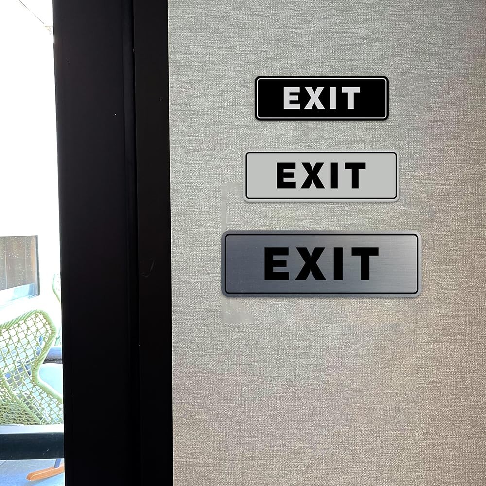 Standard Exit Wall Door Sign Black Small 1 Pack Durable Plastic Adhesive