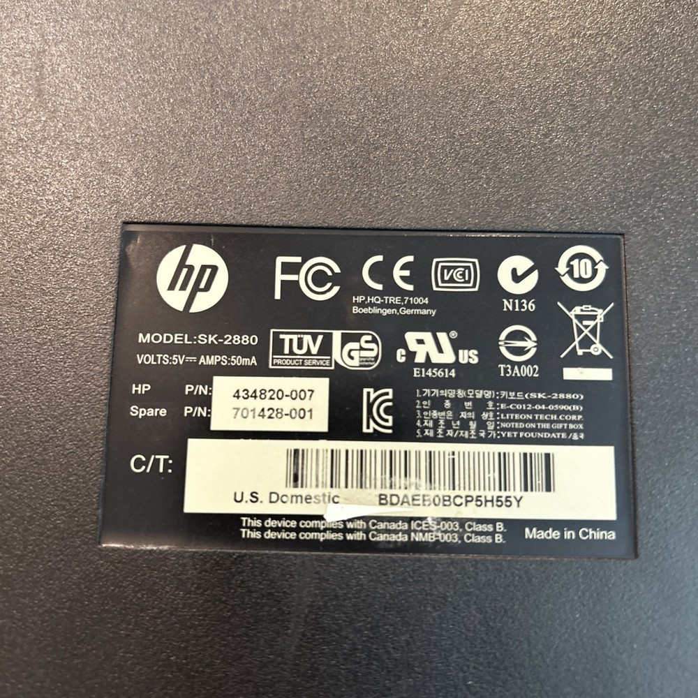 HP SK 2880 computer keyboard Wired KB 0316 Hewlett Packard