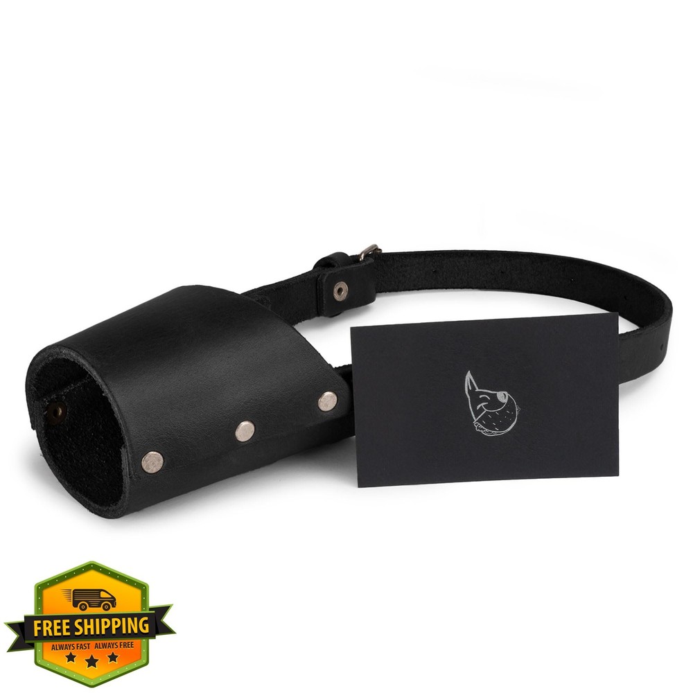 Taco Dog Leather Muzzle Guard Charcoal Black Large Handmade Training