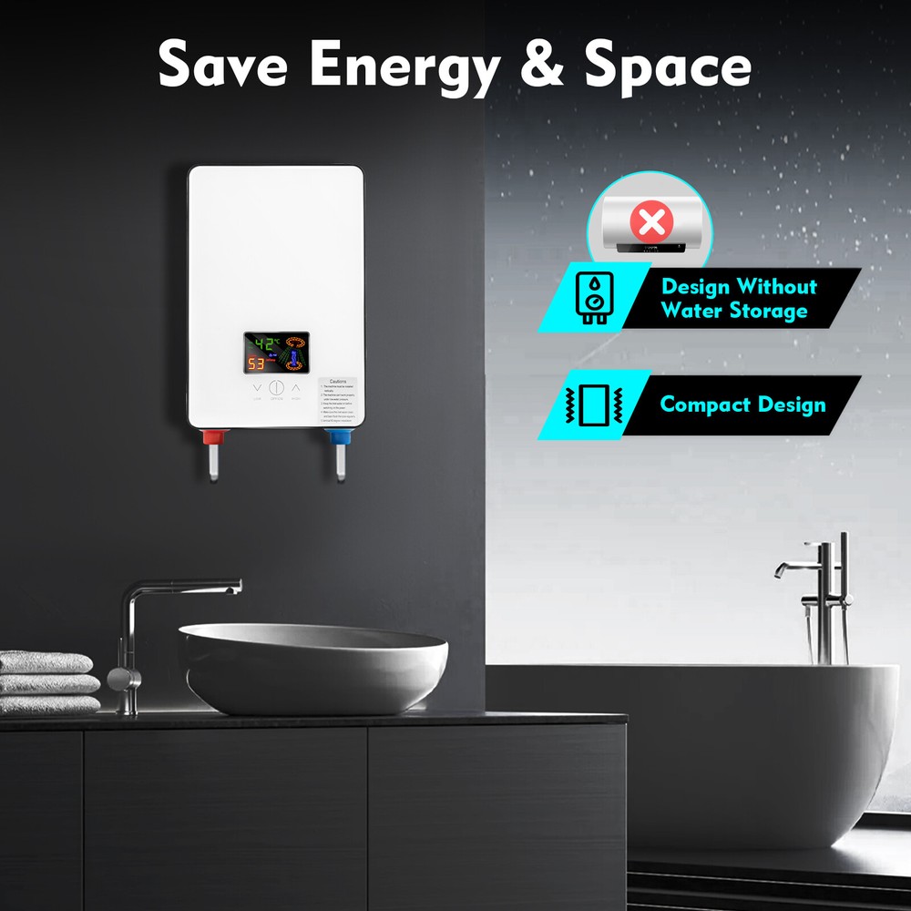 110V Whole House Electric Tankless Instant Water Heater 4500W with Shower Head