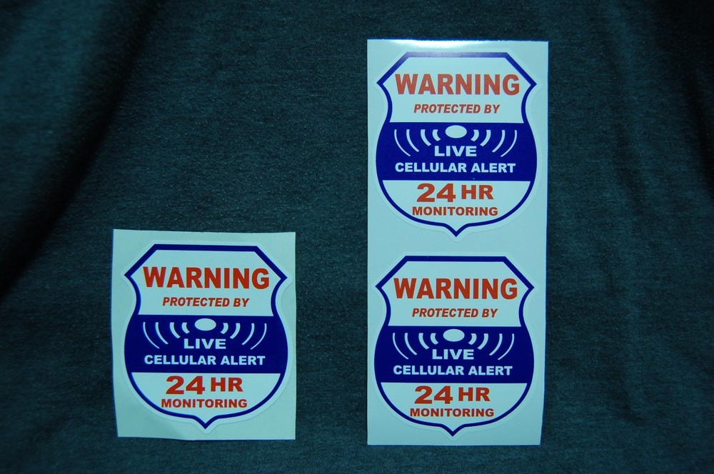STATIC CLING WARNING, LIVE CELLULAR ALERT SECURITY SURVEILLANCE STICKER