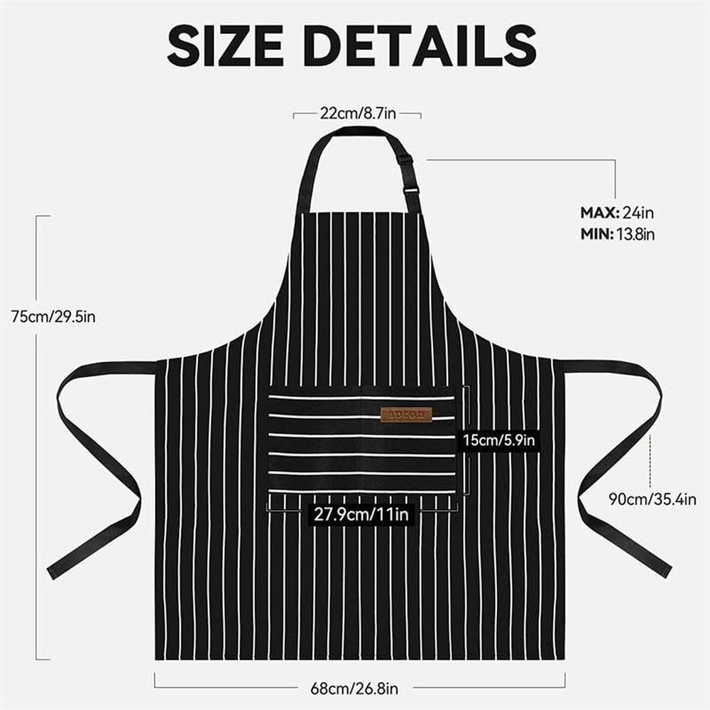 Chef Apron Bib Apron with 2 Large Pockets Adjustable Neck Strap Kitchen Apron...