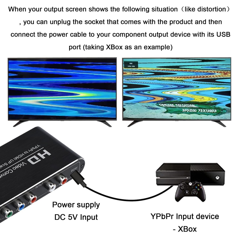 YPbPr to HDMI Converter with Scaler Function, Component Black