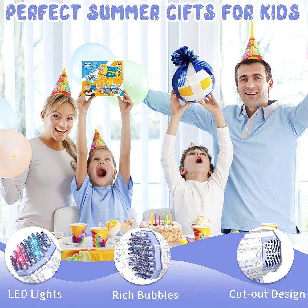 69 Hole Bubble Machine Gun with Colorful Lights Automatic Bubble +30 BAG bubble