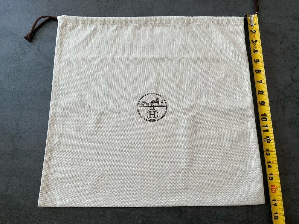Authentic Hermes Herringbone Tweed Drawstring Dust Bag 18 X 17 Inch