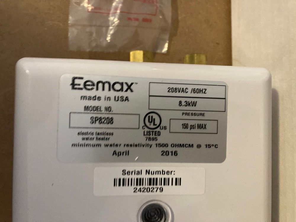 SP8208 Eemax ELECTRIC TANKLESS WATER HEATER