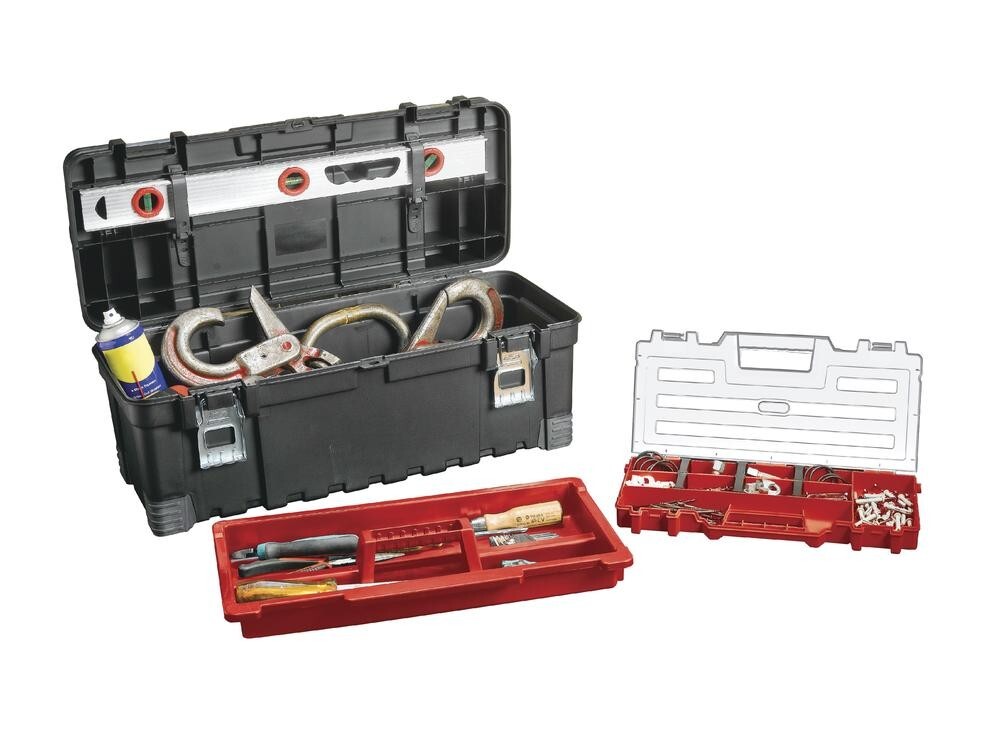 26" Polypropylene Resin Rugged Portable Tool Box Storage w/ Removable Organizer