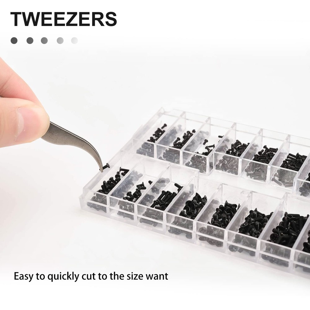 630 Pcs Tiny Micro Repair Screw Kit Eyeglass Sunglass Small, Black