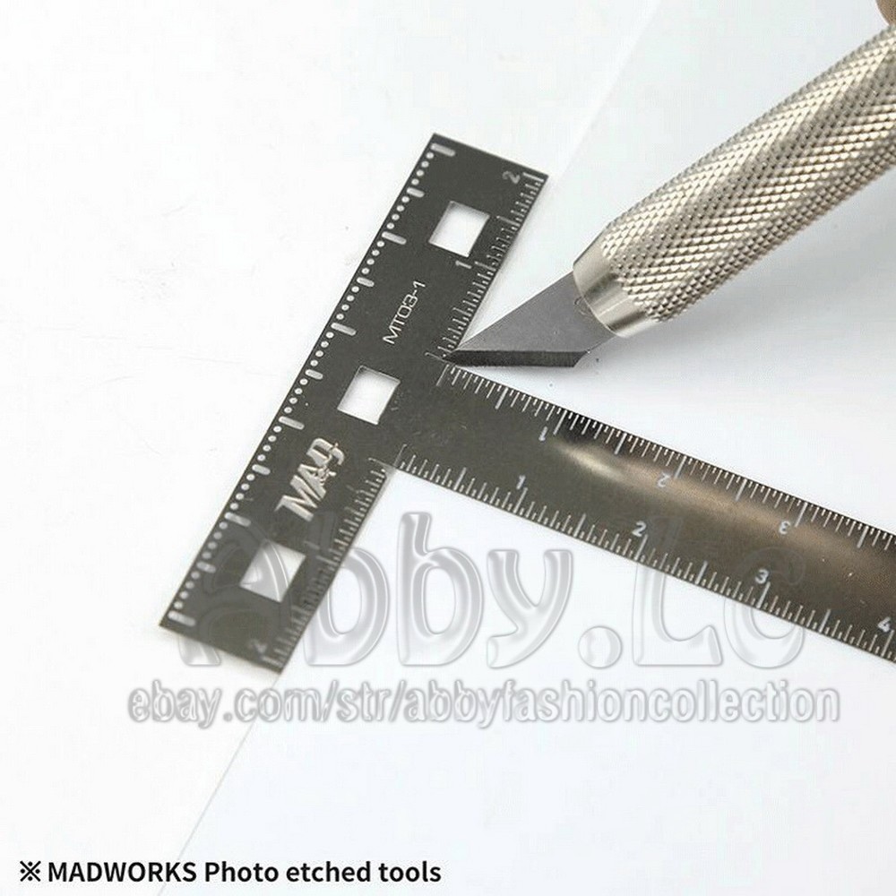 MADWORKS Etched Model Tool Scriber Chisel Cut Etch Guide Stencils T L Ruler MT03