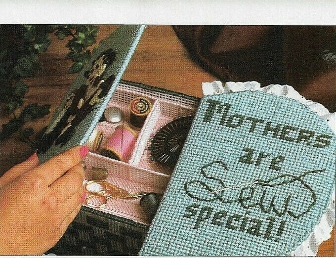 SEW SPECIAL SEWING BOX BASKET HOME DECOR PLASTIC CANVAS PATTERN INSTRUCTIONS