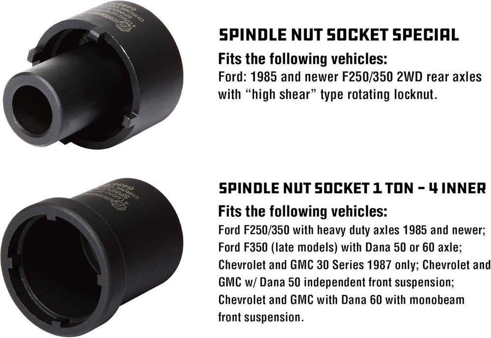 Spindle Nut Socket Tool Kit, 5 Piece, Remove Spindle Nuts, Various Size Lug Out