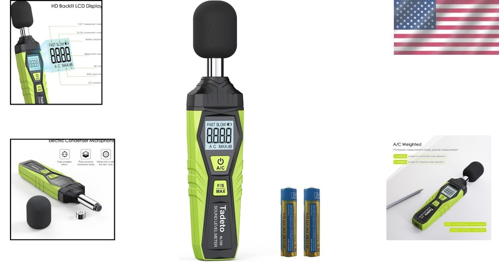 Compact Portable Decibel Meter with MAX Hold Function & Backlight - 30 to 130dB