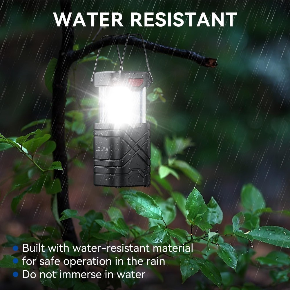 LETMY 4 Pack Camping Lantern, Rechargeable LED Lanterns, Solar Lantern 4
