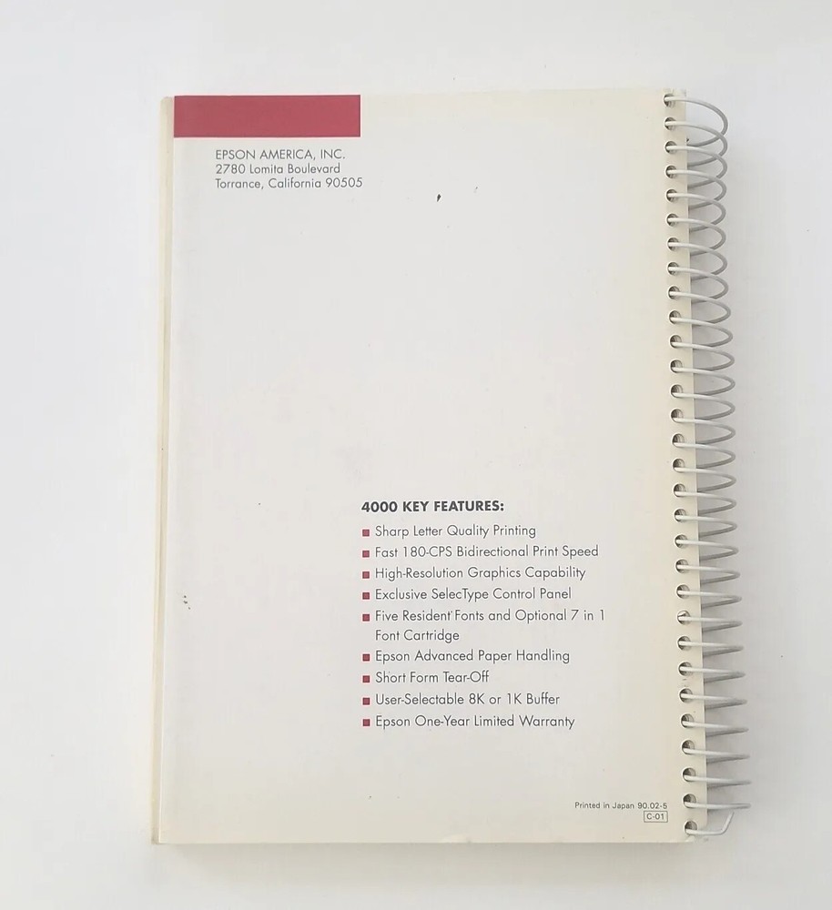 Epson Action Printer 4000 Users Manual + Epson Application Notes