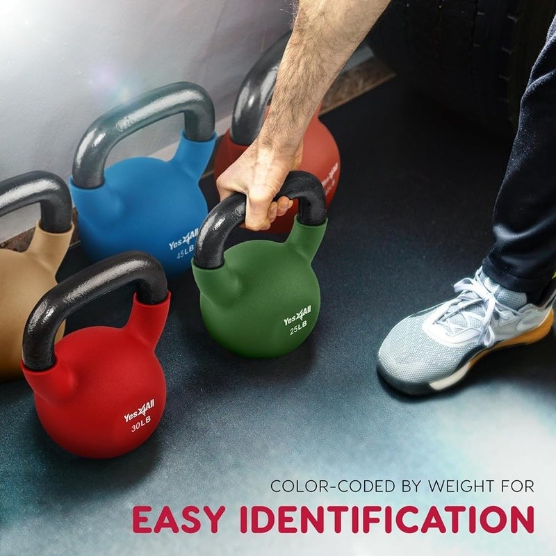 Solid Cast Iron Neoprene Kettlebell Adjustable Weights Ergonomic Grip Stability
