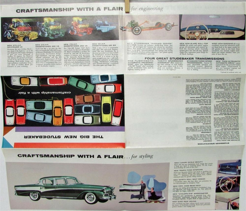 1956 Studebaker Sales Folder Poster Hawk Wagon President Commander Champion