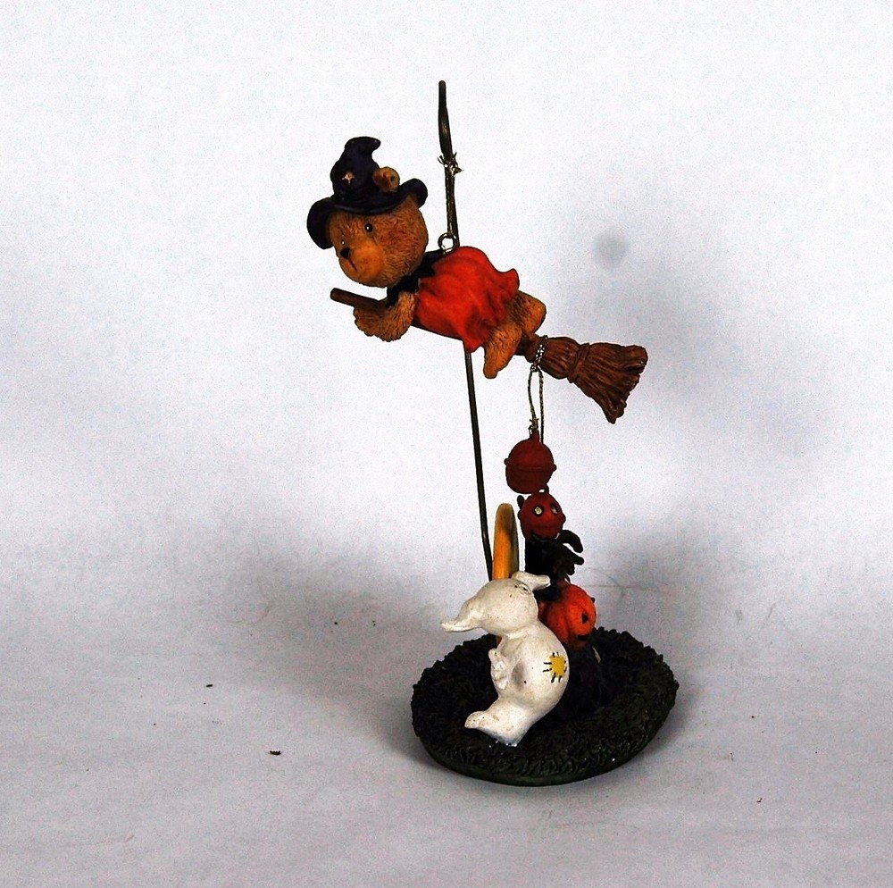 Atico signed Halloween witch bear hanger w/ ghost, haunted tree, jack-o'-lantern